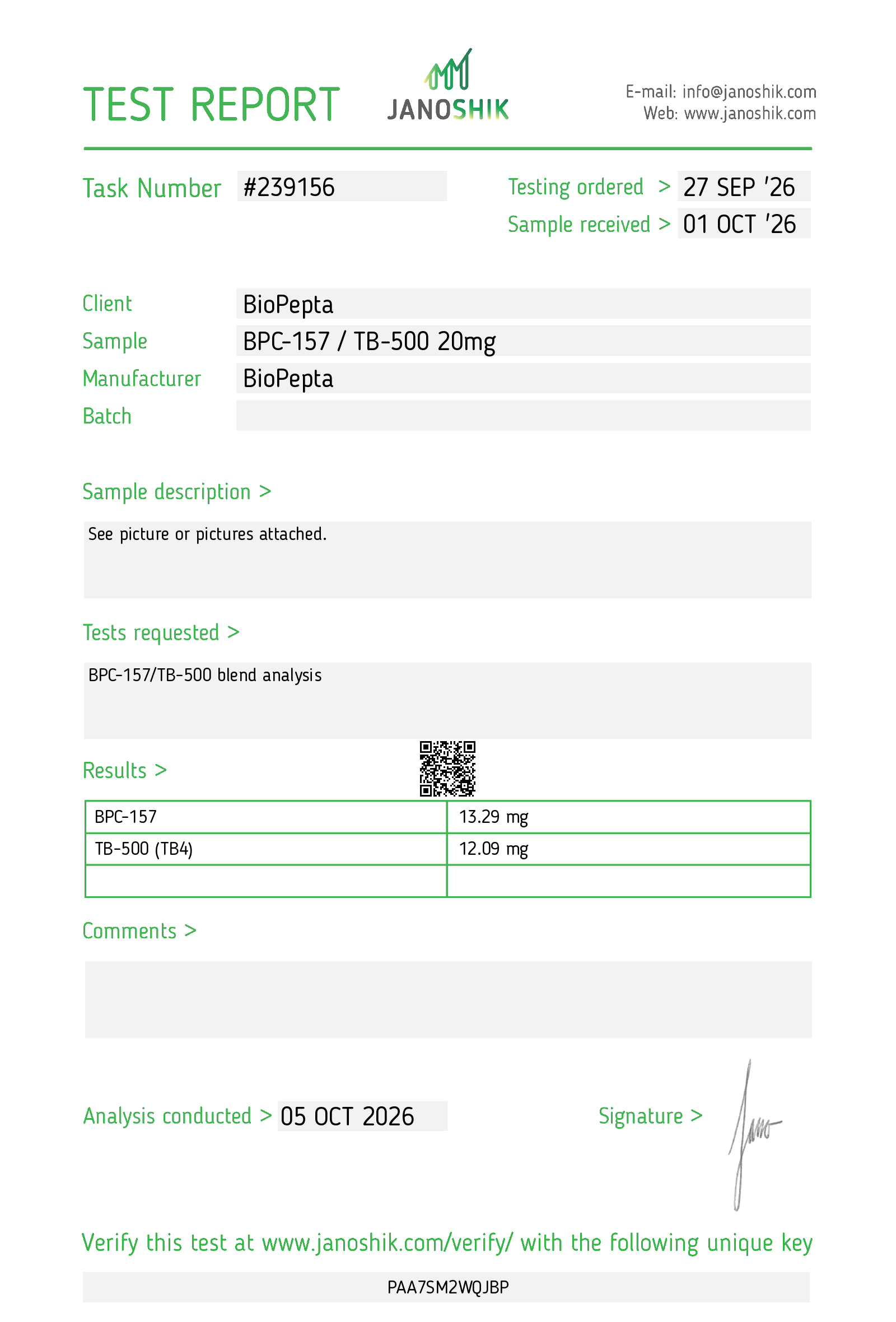 BPC-157 + TB-500 report 239156